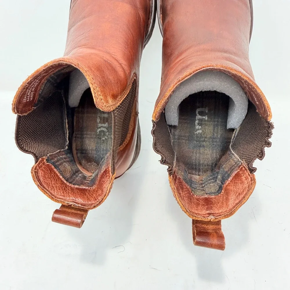 Born Kerri Brown Leather Chelsea Ankle Boots F53516 Womens 7M Lug Sole
